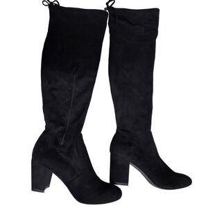 NY&C Over The Knee Boots Block Heel Black Thigh High Boots Size 9‎